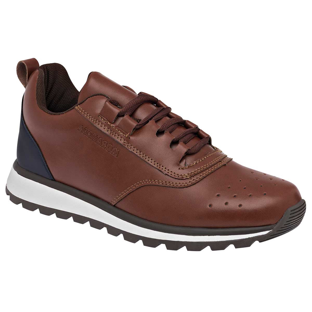 Oxfords Exterior Sintético Color Café Con Marino Para Hombre De Moramora