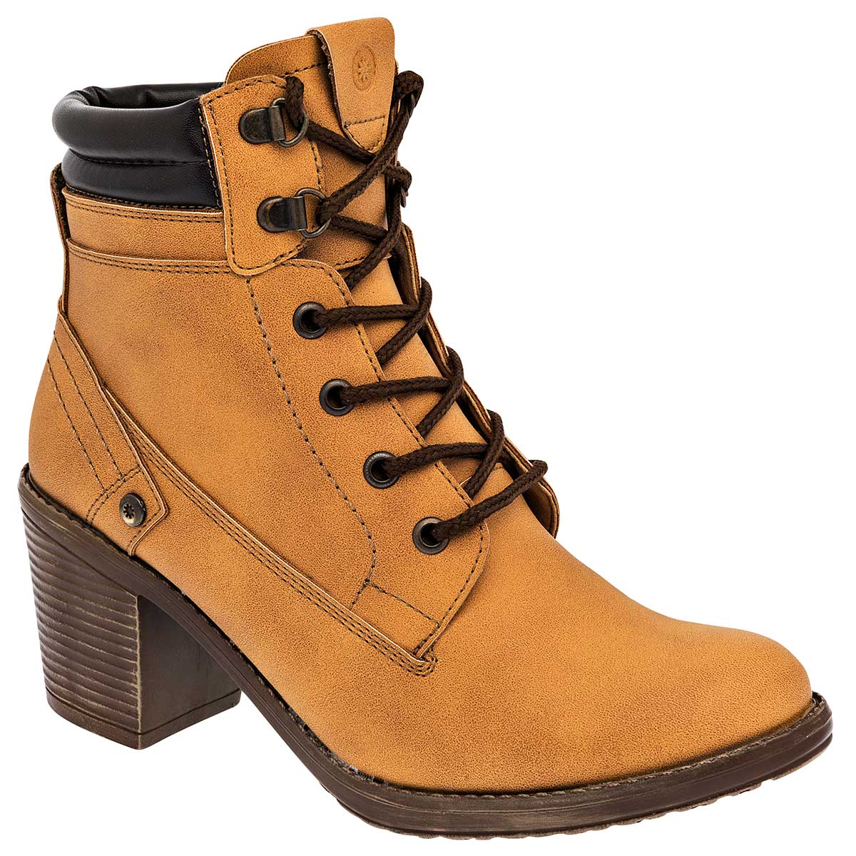 Botas Exterior Piel sintética Color Camel Con Café Para Mujer De Moramora