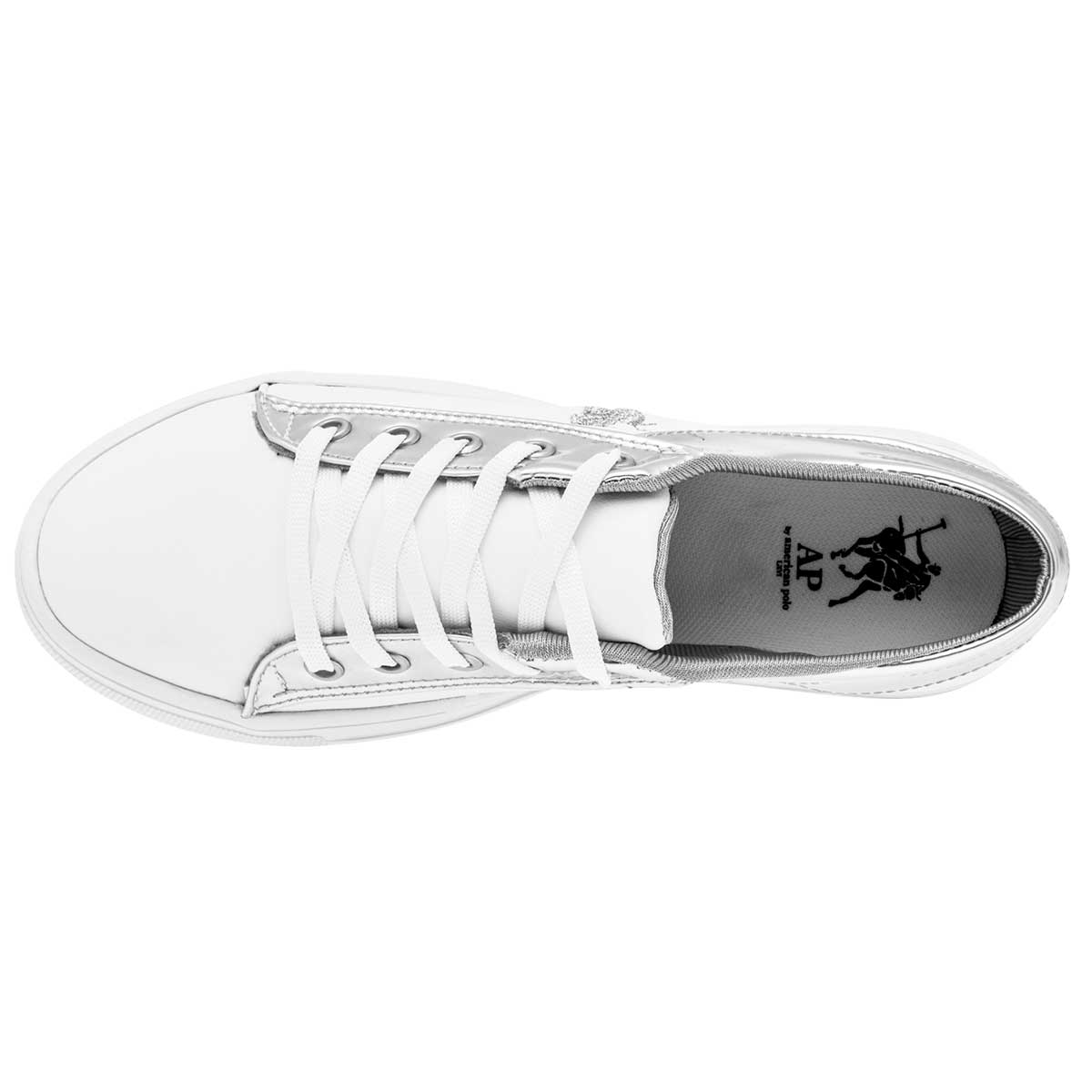 Tenis urbanos Exterior Sintético Color Blanco Con Plata Para Mujer De American Polo