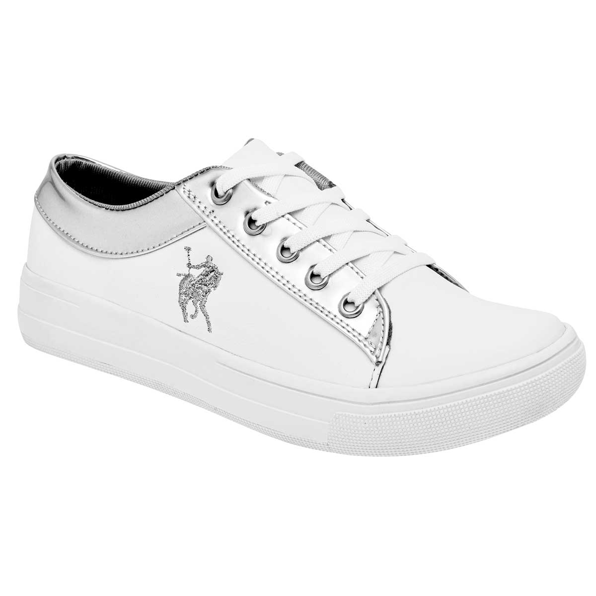 Tenis urbanos Exterior Sintético Color Blanco Con Plata Para Mujer De American Polo