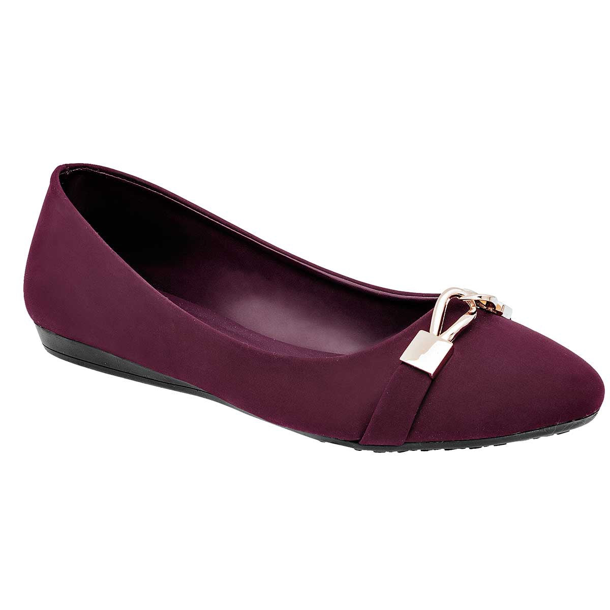 Flats Exterior Piel sintética Color Vino Para Mujer De Clasben