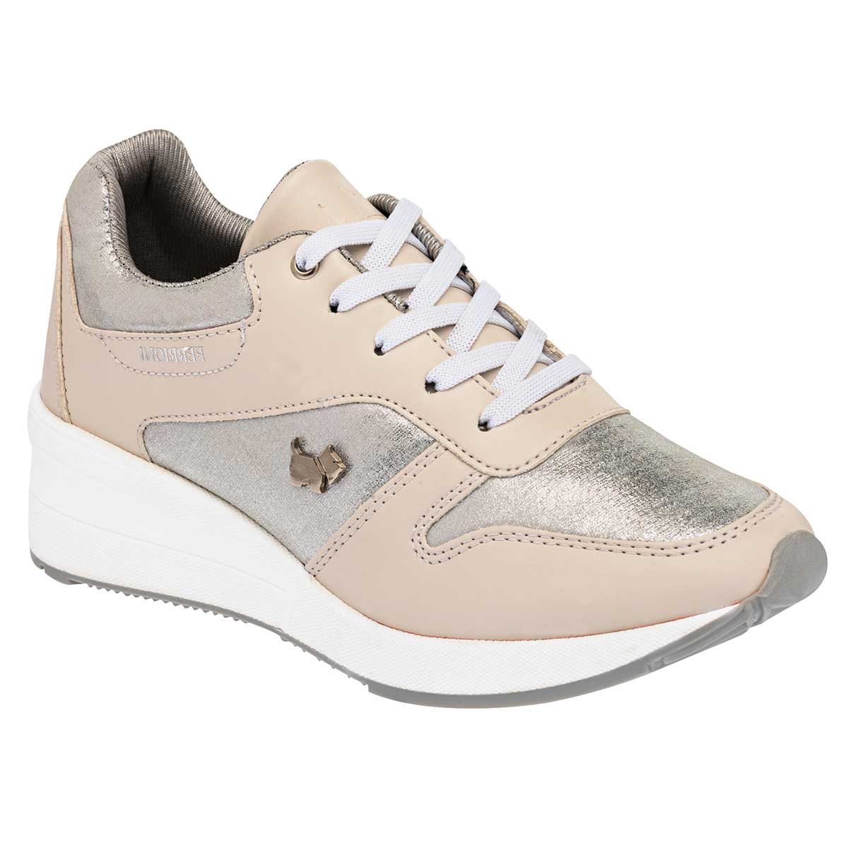 Tenis urbanos Exterior Sintético Color Blanco Con Plata Para Mujer De Ferrioni