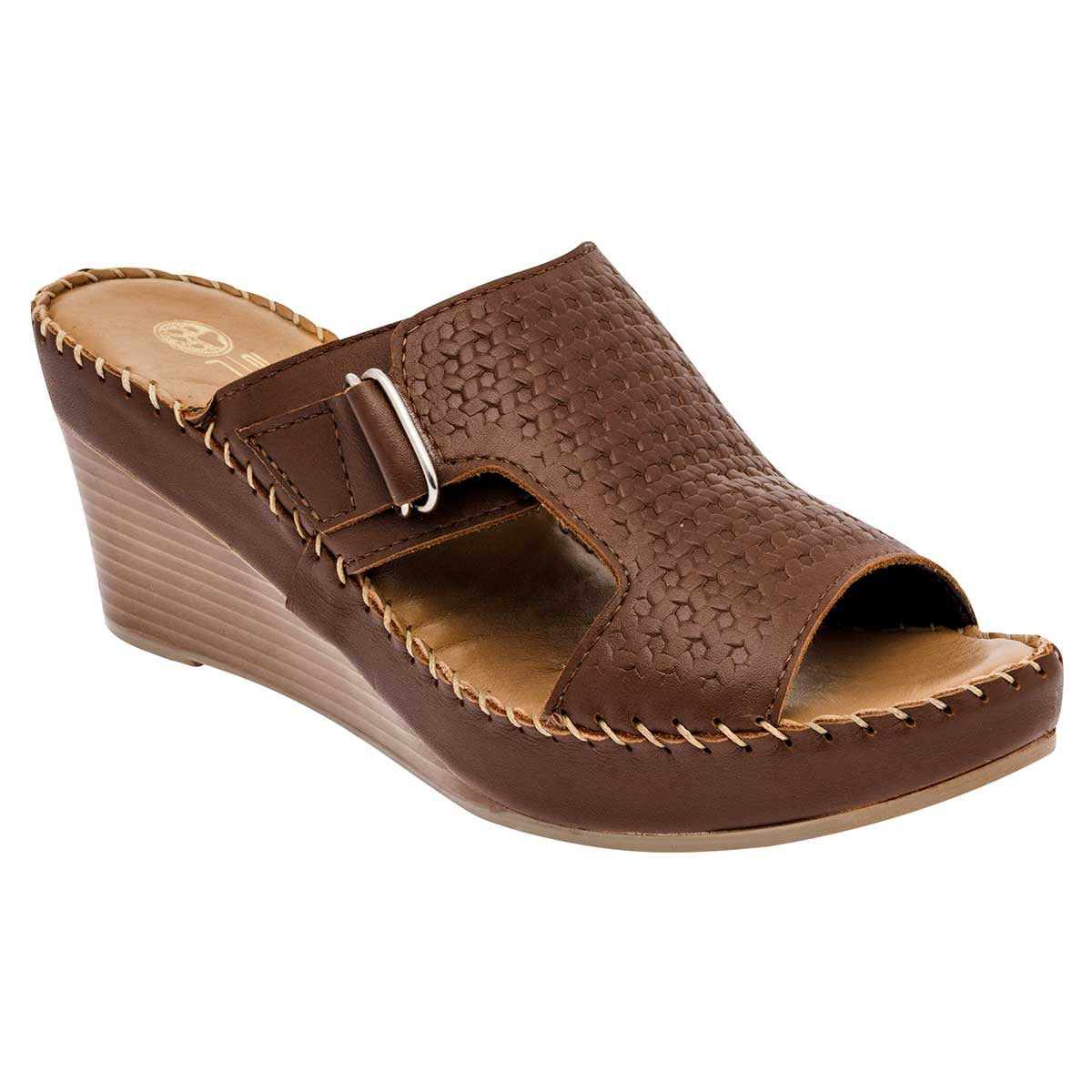 Sandalias Exterior Piel Color Café Para Mujer De Lobo Solo