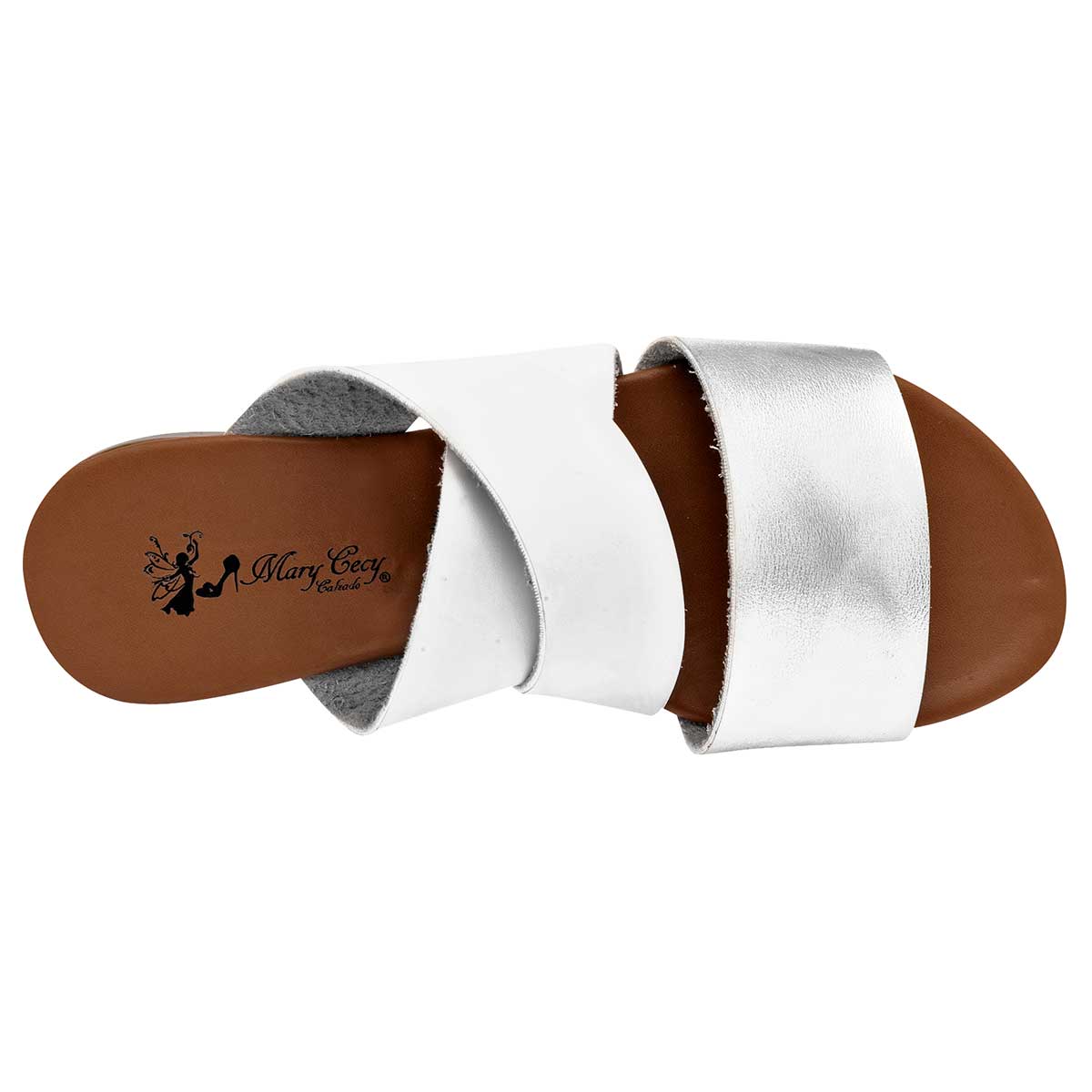 Sandalias Exterior Piel sintética Color Blanco Con Plata Para Mujer De RBCOLLECTION