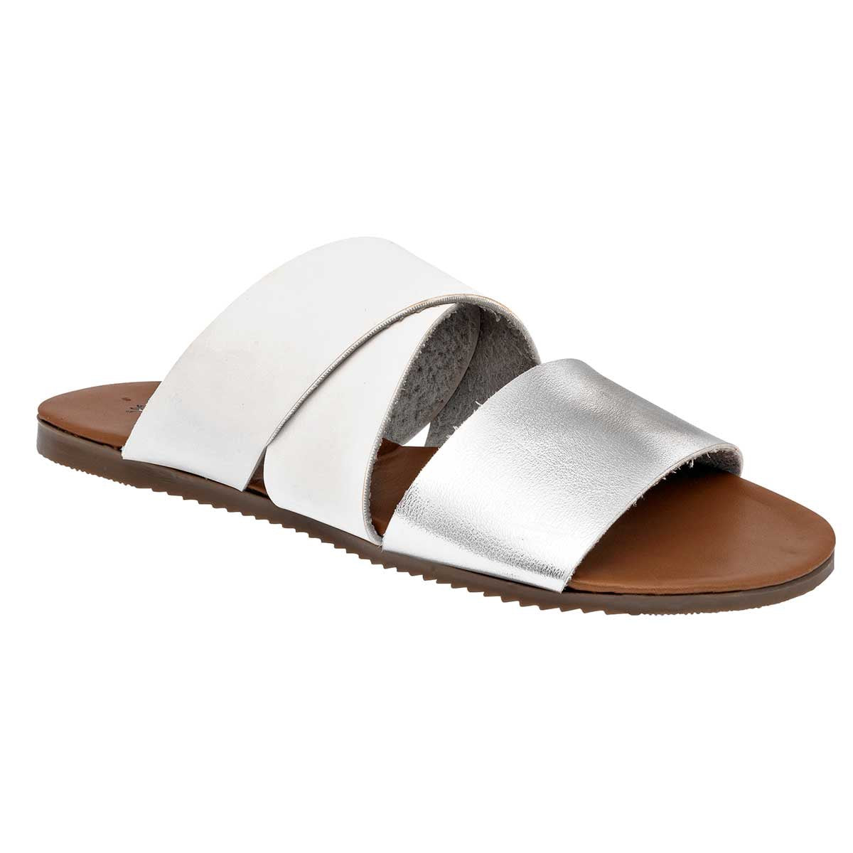 Sandalias Exterior Piel sintética Color Blanco Con Plata Para Mujer De RBCOLLECTION