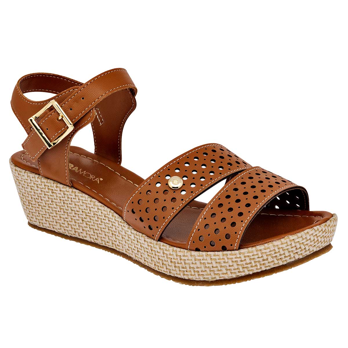 Sandalias Exterior Piel sintética Color Camel Para Mujer De Moramora