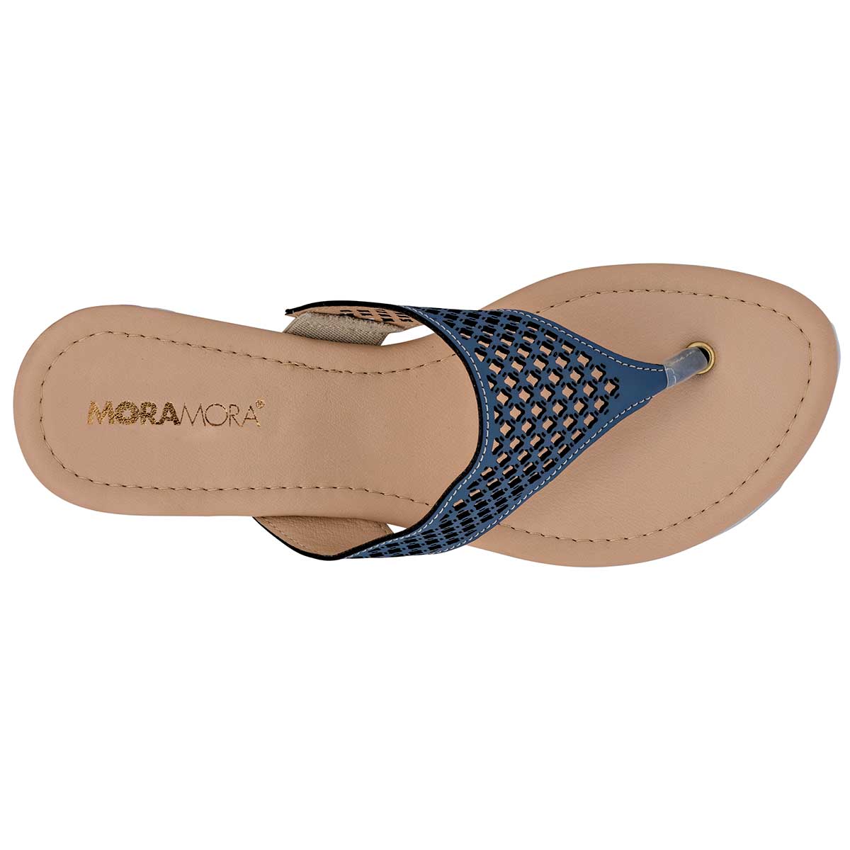 Sandalias Exterior Piel sintética Color Azul Para Mujer De Moramora