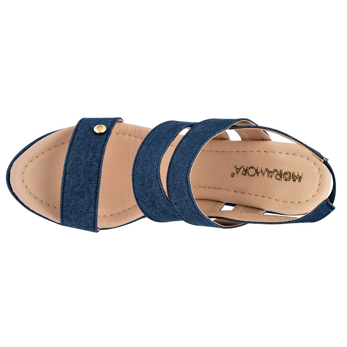 Sandalias Exterior Textil Color Mezclilla Para Mujer De Moramora