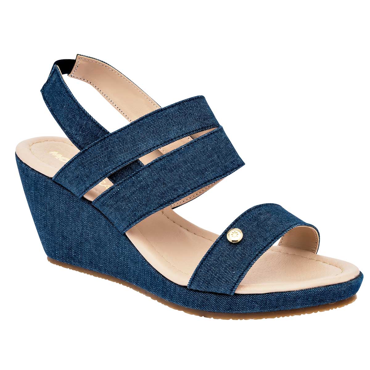 Sandalias Exterior Textil Color Mezclilla Para Mujer De Moramora