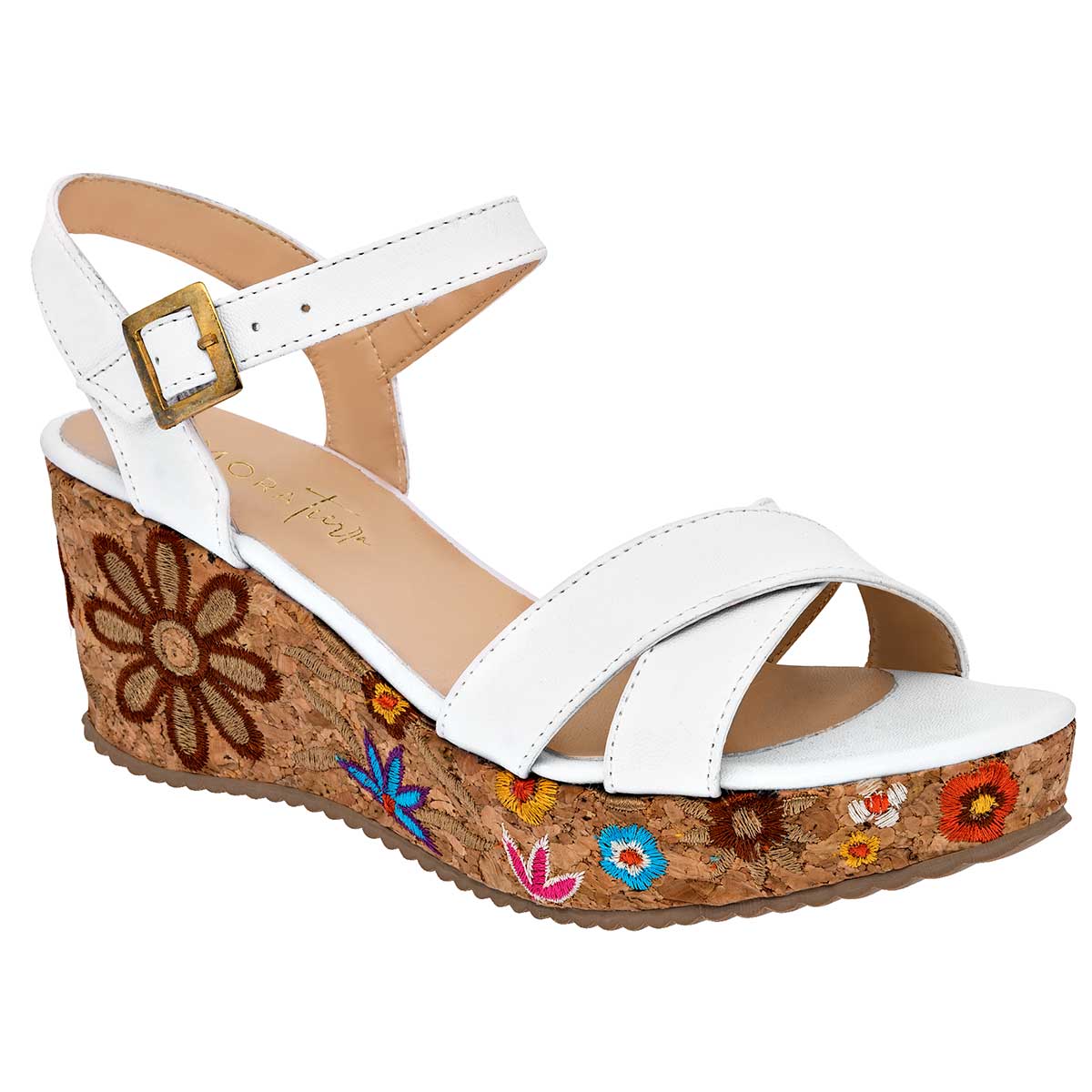 Sandalias Exterior Piel sintética Color Blanco Para Mujer De Moramora