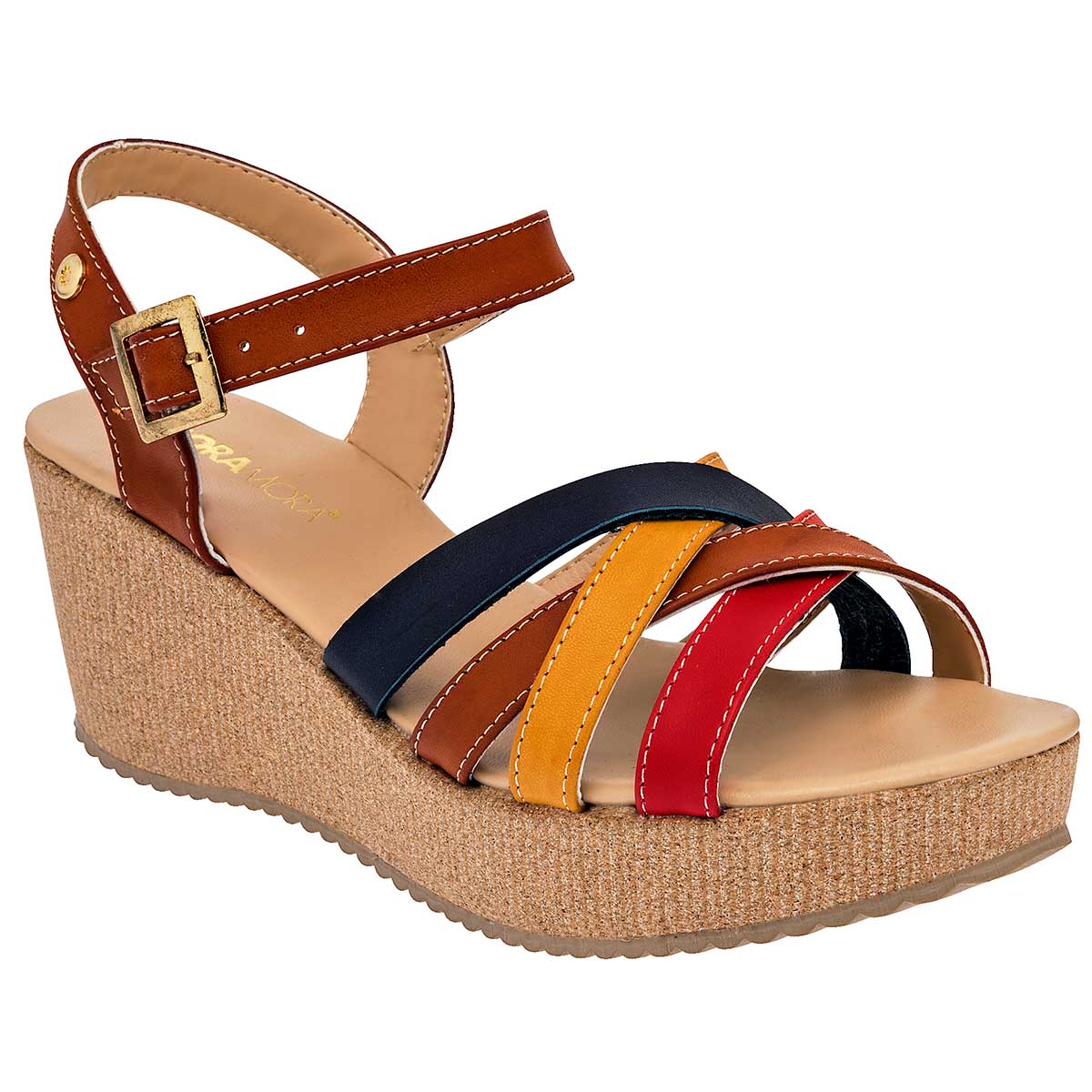 Sandalias Exterior Piel sintética Color Camel Para Mujer De Moramora