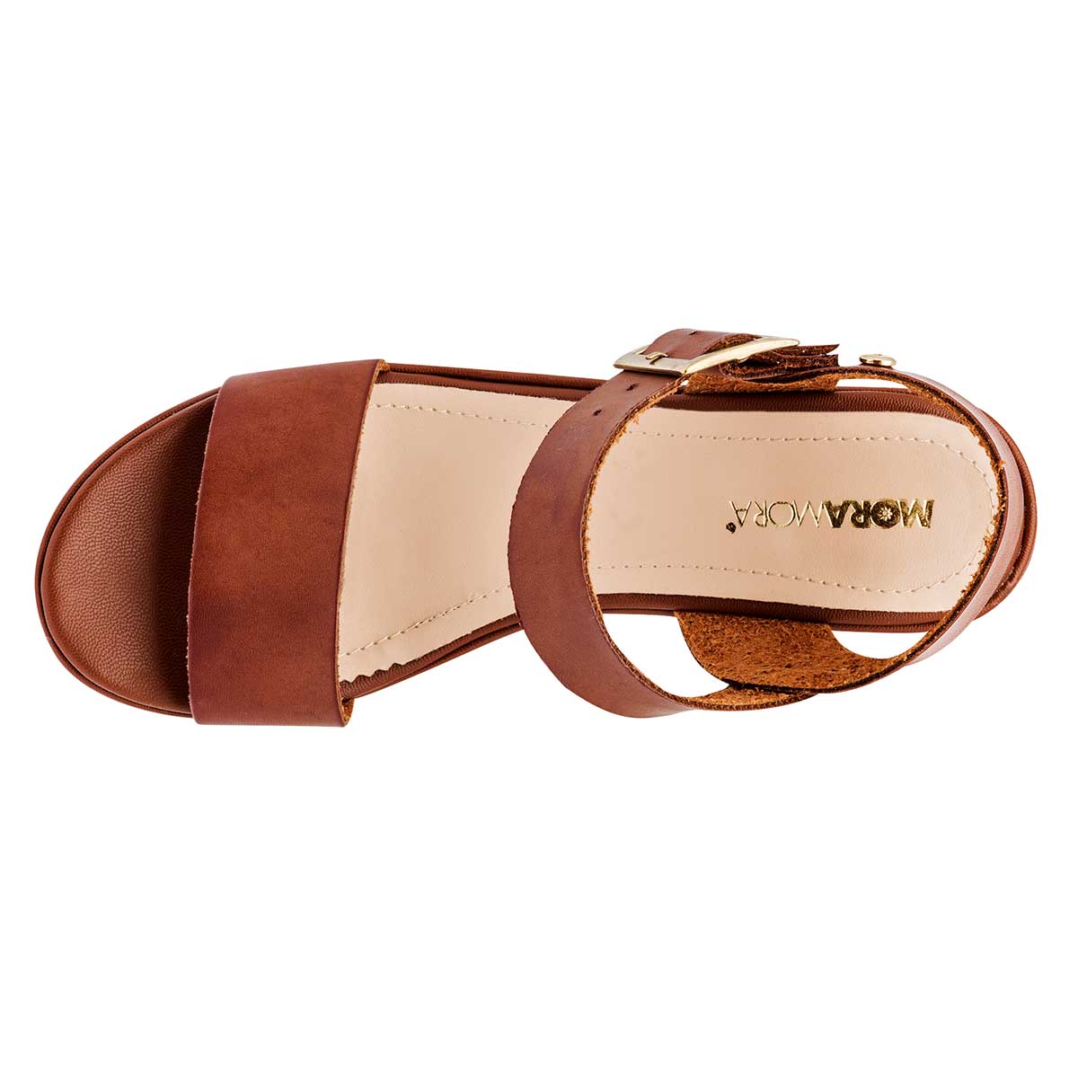 Sandalias Exterior Piel sintética Color Camel Para Mujer De Moramora