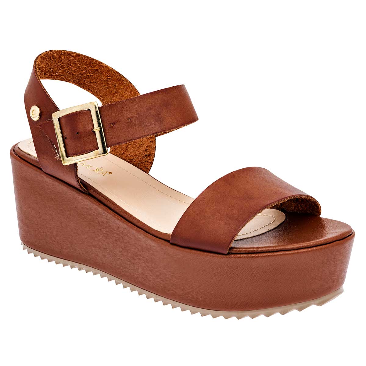 Sandalias Exterior Piel sintética Color Camel Para Mujer De Moramora