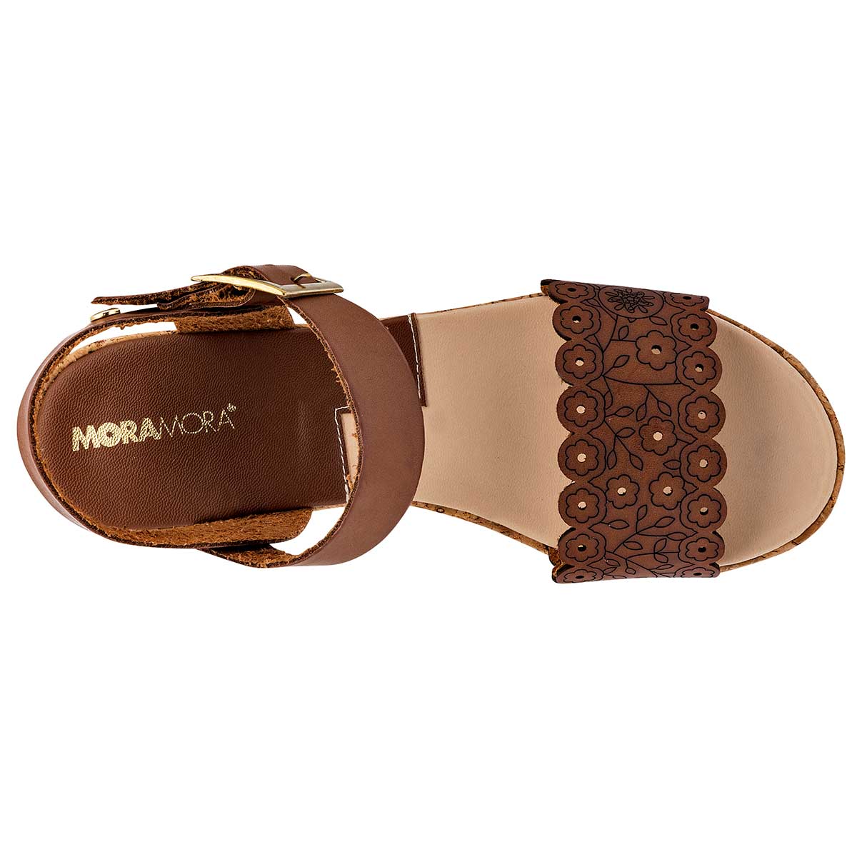 Sandalias Exterior Piel sintética Color Camel Para Mujer De Moramora