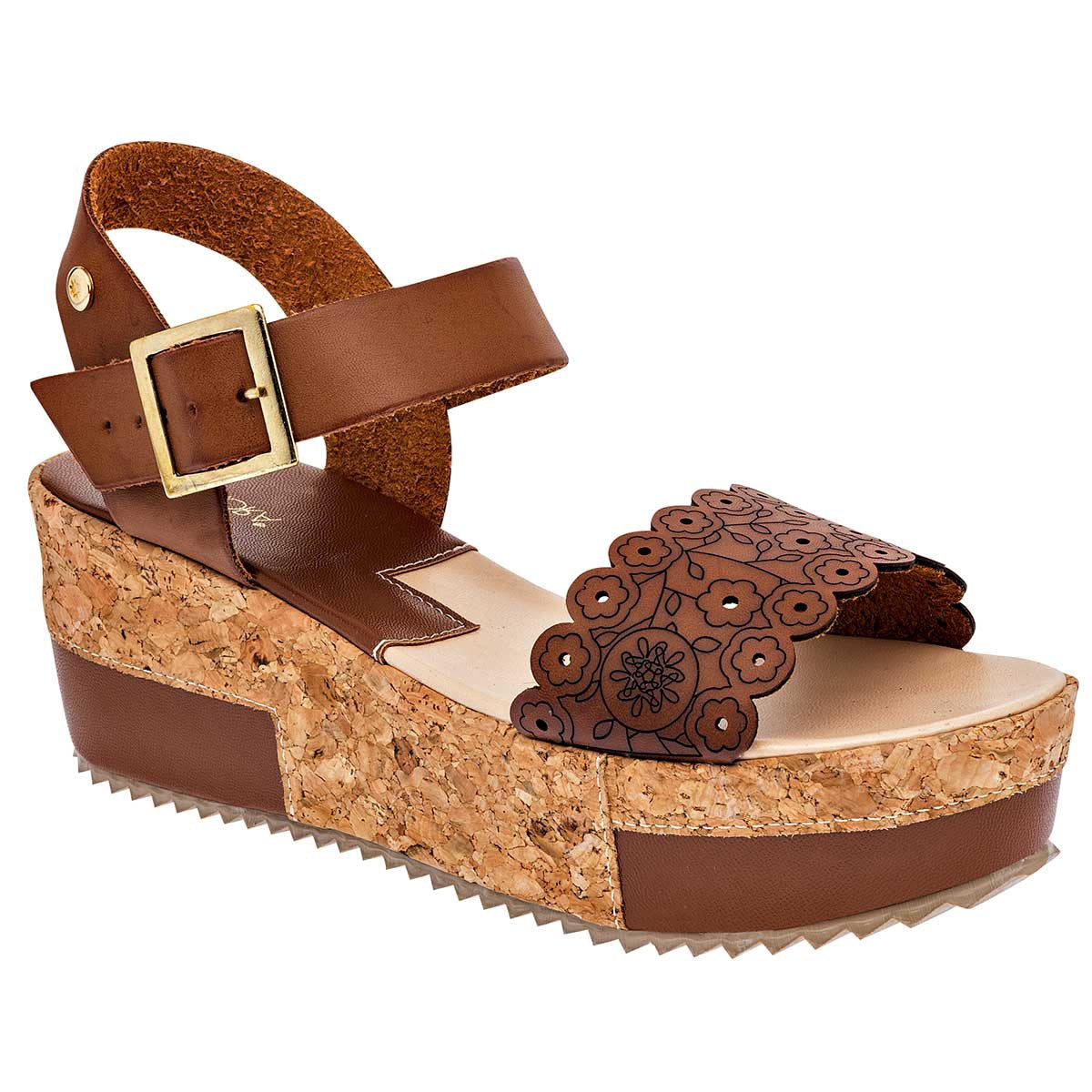 Sandalias Exterior Piel sintética Color Camel Para Mujer De Moramora