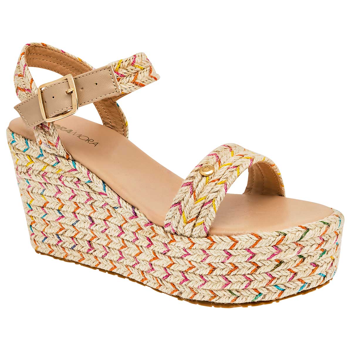 Sandalias Exterior Textil Color Beige Para Mujer De Moramora