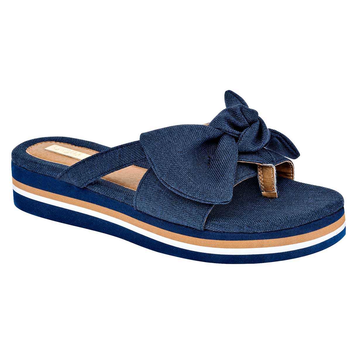 Sandalias Exterior Textil Color Marino Para Mujer De Moramora