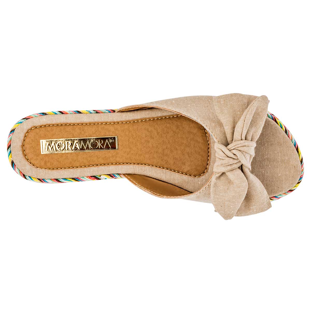 Sandalias Exterior Textil Color Beige  Para Mujer De Moramora