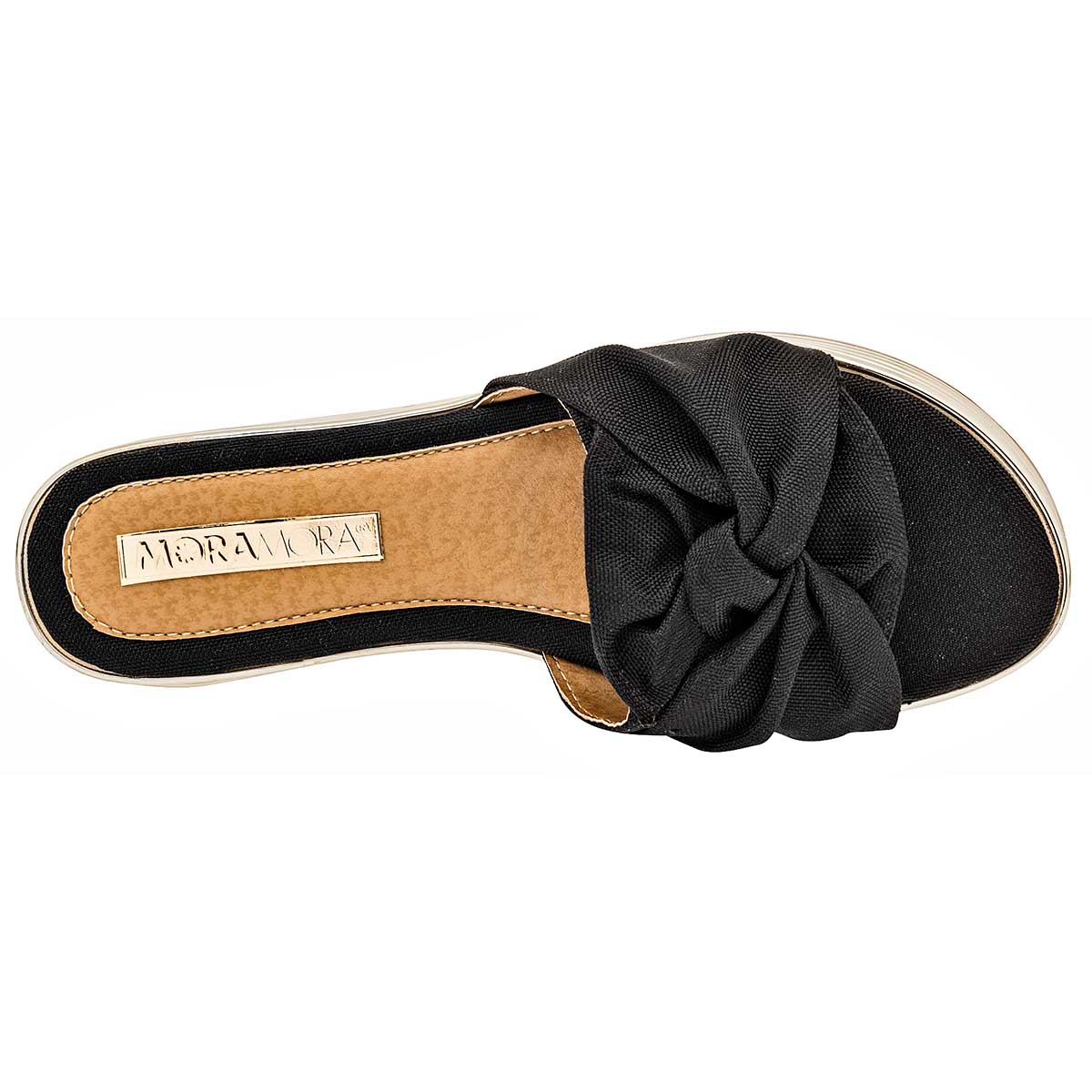 Sandalias Exterior Textil Color Negro Para Mujer De Moramora