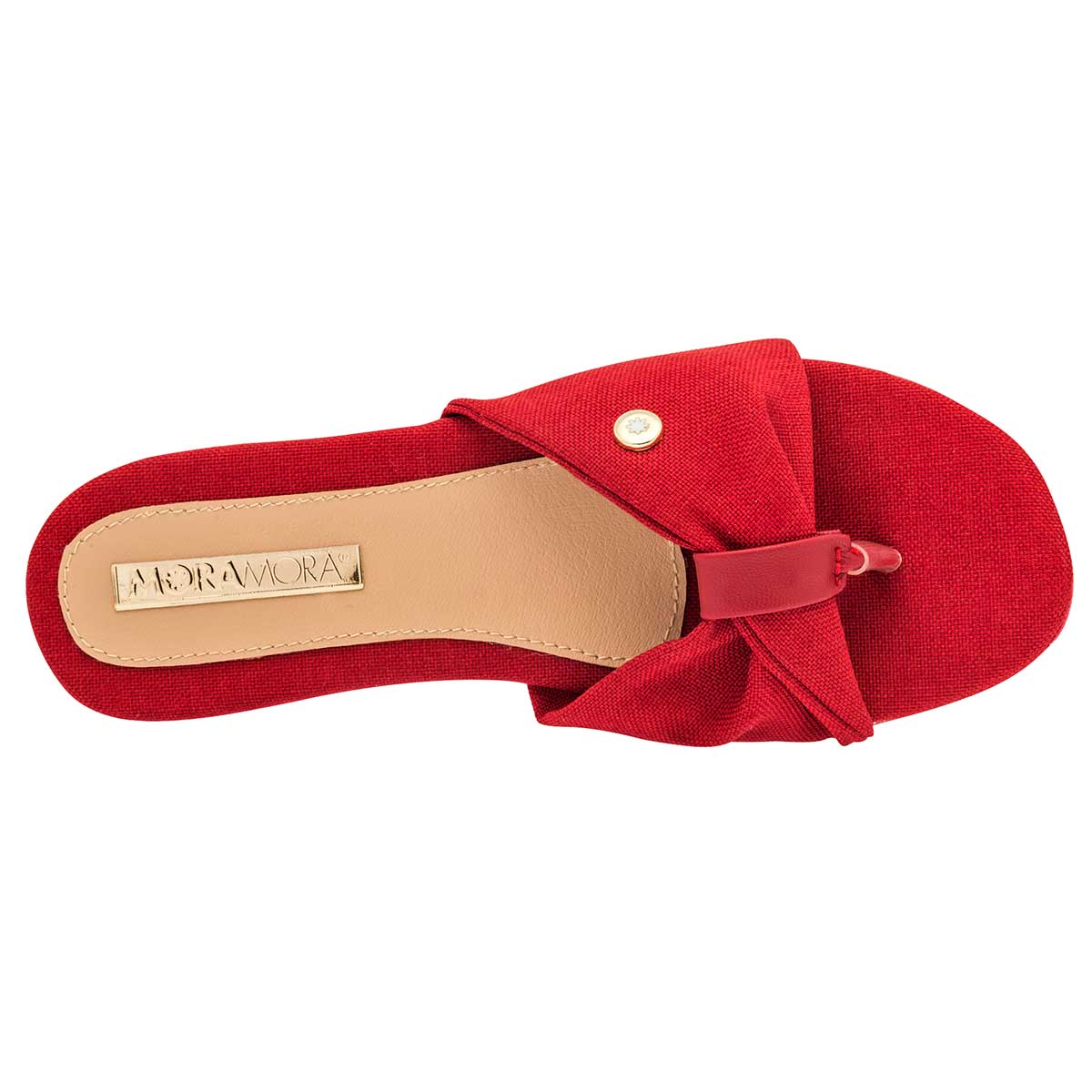 Sandalias Exterior Textil Color Rojo Para Mujer De Moramora