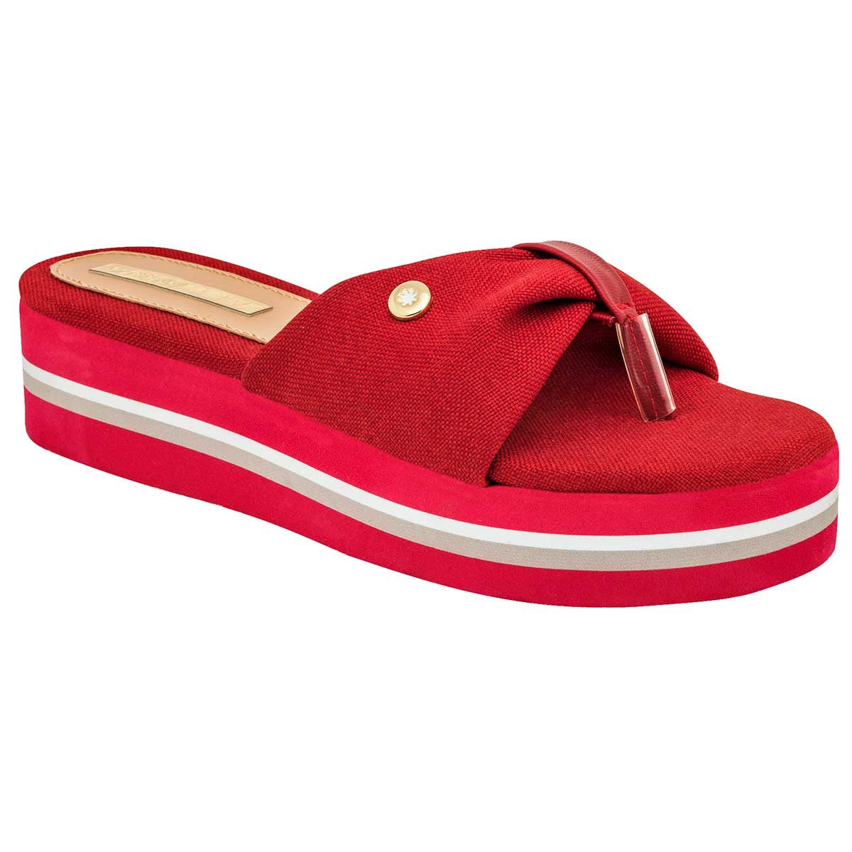 Sandalias Exterior Textil Color Rojo Para Mujer De Moramora