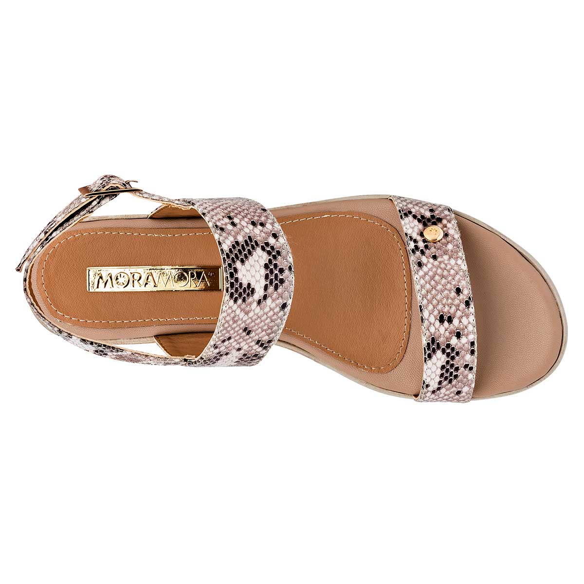 Sandalias Exterior Piel sintética Color Beige Con Café Para Mujer De Moramora