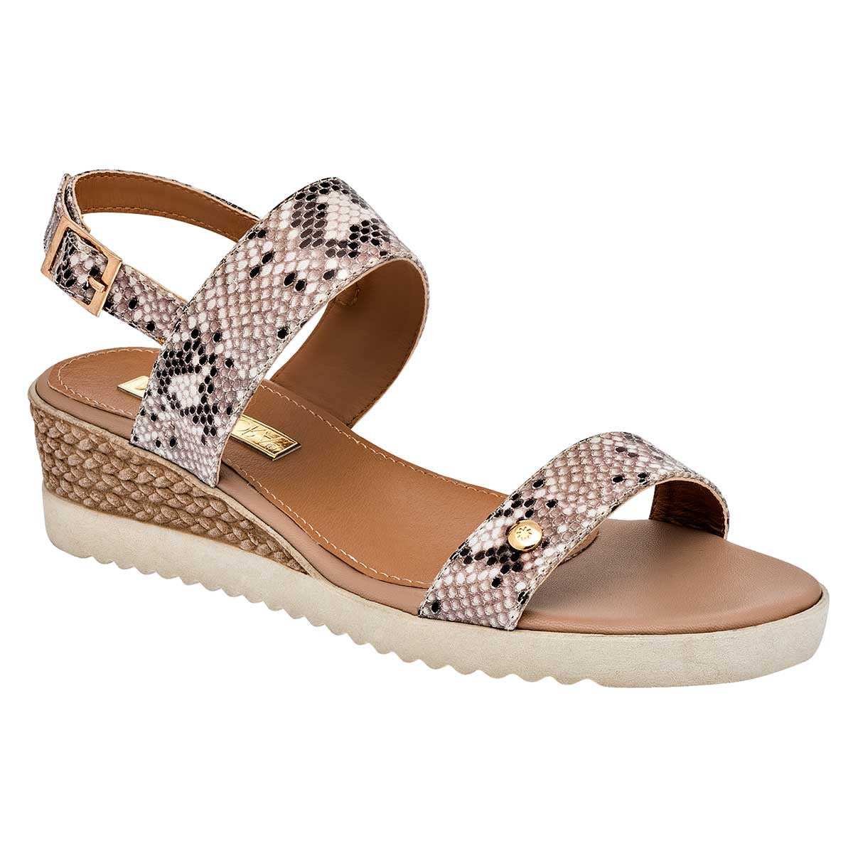 Sandalias Exterior Piel sintética Color Beige Con Café Para Mujer De Moramora