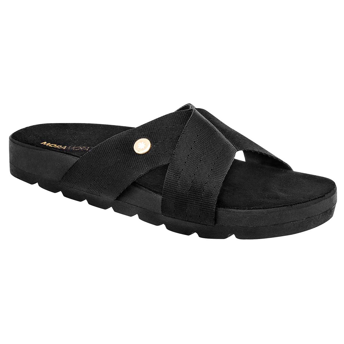 Sandalias Exterior Textil Color Negro Para Mujer De Moramora