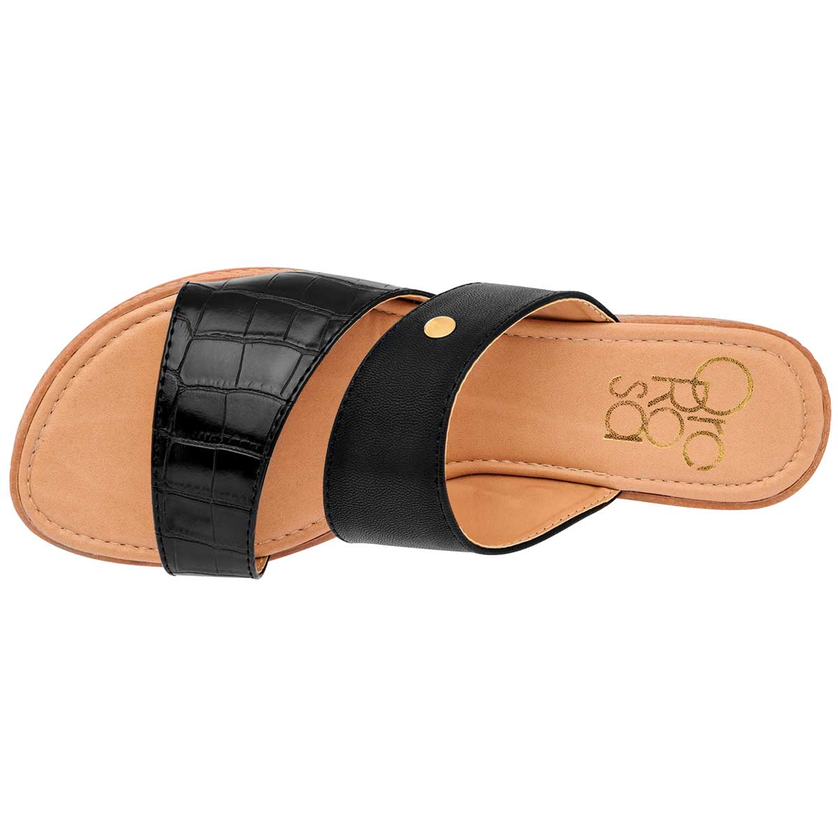 Sandalias Exterior Piel sintética Color Negro Para Mujer De Oro Rosa