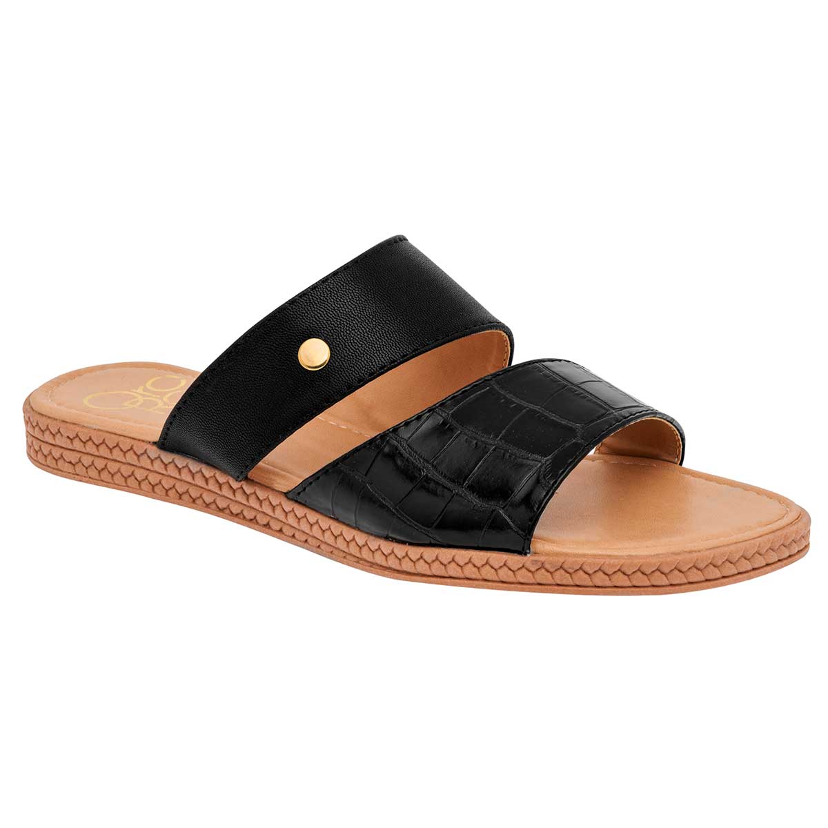 Sandalias Exterior Piel sintética Color Negro Para Mujer De Oro Rosa