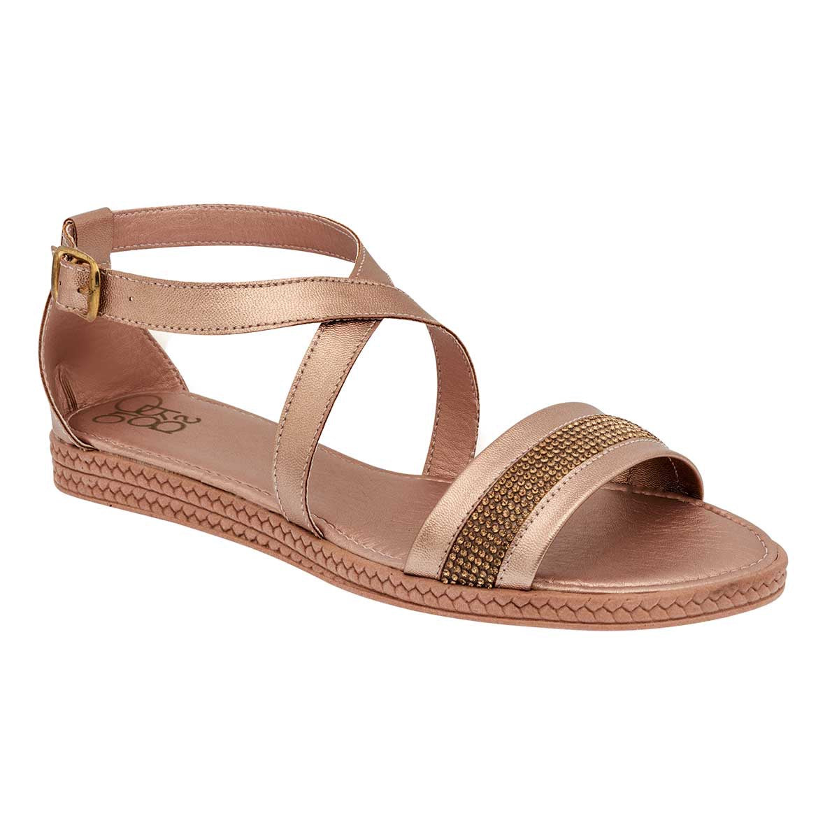 Sandalias Exterior Piel sintética Color Oro Para Mujer De Oro Rosa