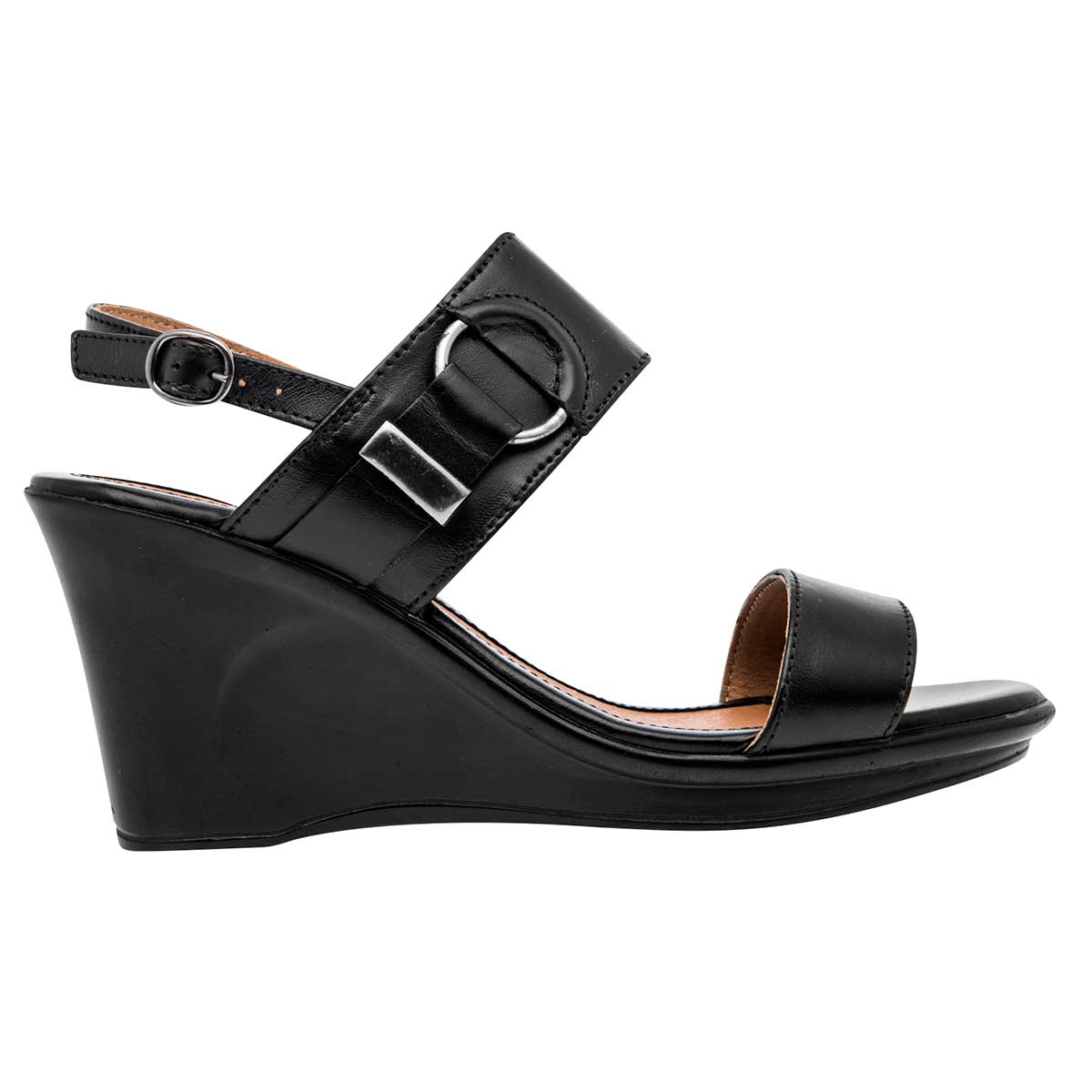 Sandalias Exterior Piel Color Negro Para Mujer De Seducta