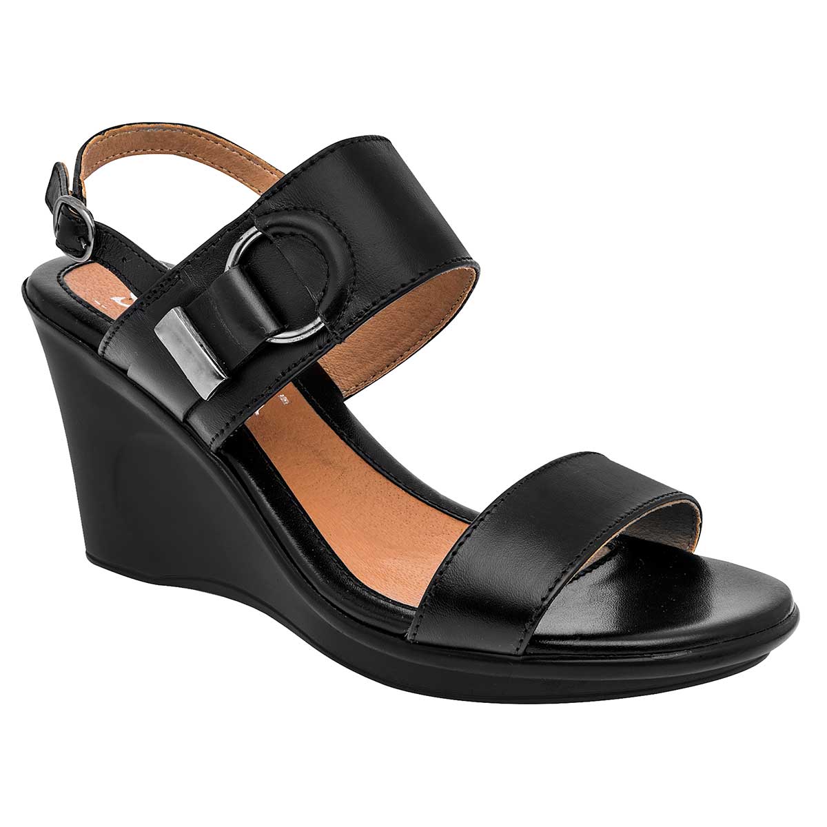 Sandalias Exterior Piel Color Negro Para Mujer De Seducta