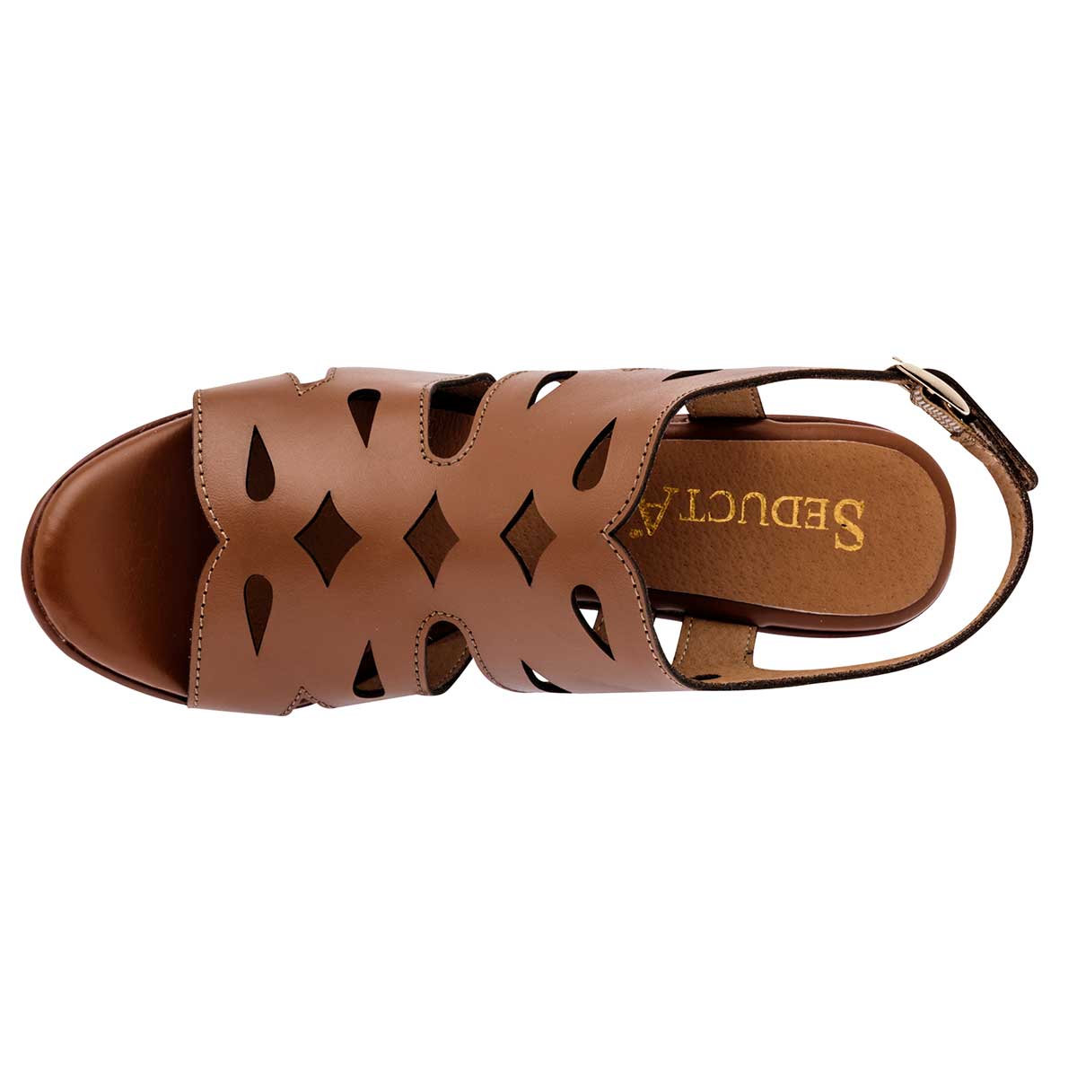 Sandalias Exterior Piel Color Camel Para Mujer De Seducta