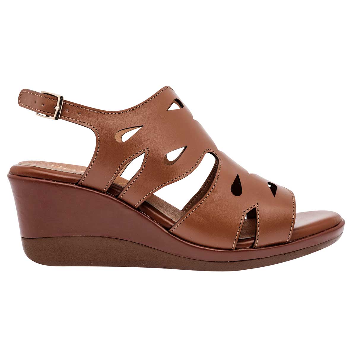 Sandalias Exterior Piel Color Camel Para Mujer De Seducta