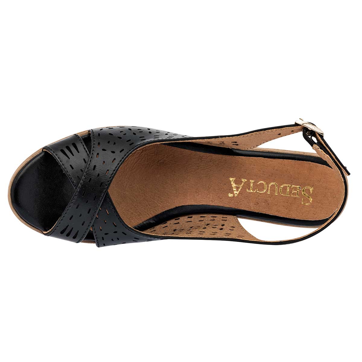 Sandalias Exterior Piel Color Negro Para Mujer De Seducta