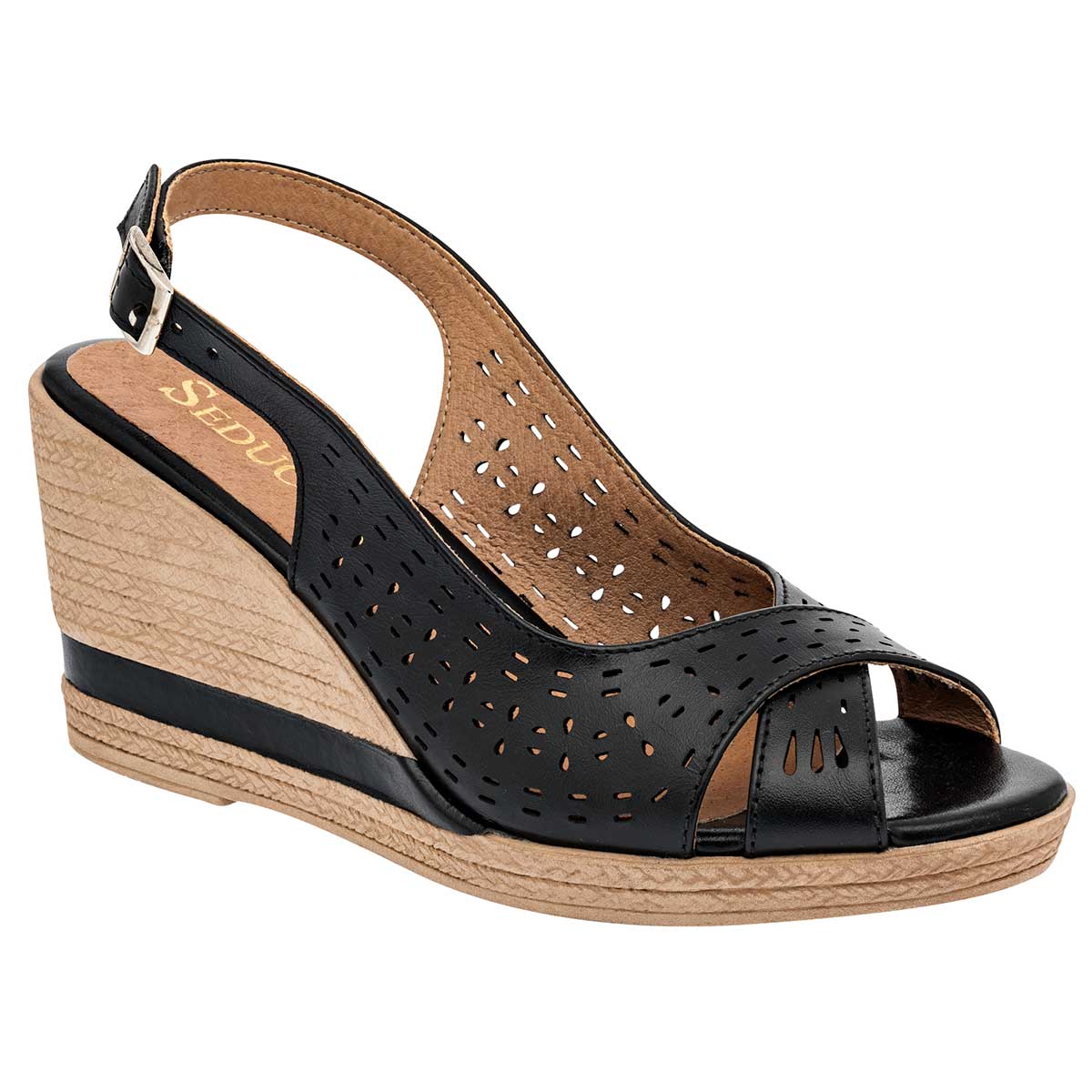 Sandalias Exterior Piel Color Negro Para Mujer De Seducta