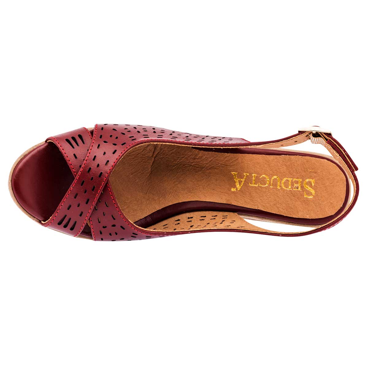 Sandalias Exterior Piel Color Rojo Para Mujer De Seducta