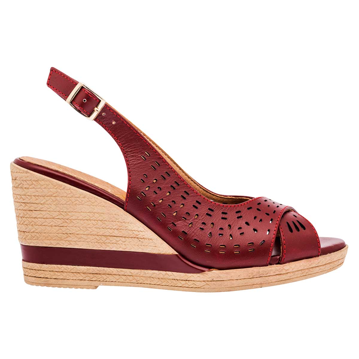 Sandalias Exterior Piel Color Rojo Para Mujer De Seducta