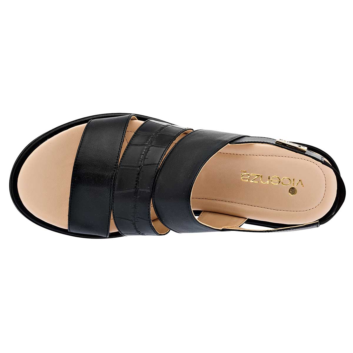 Sandalias Exterior Piel Color Negro Para Mujer De Vicenza