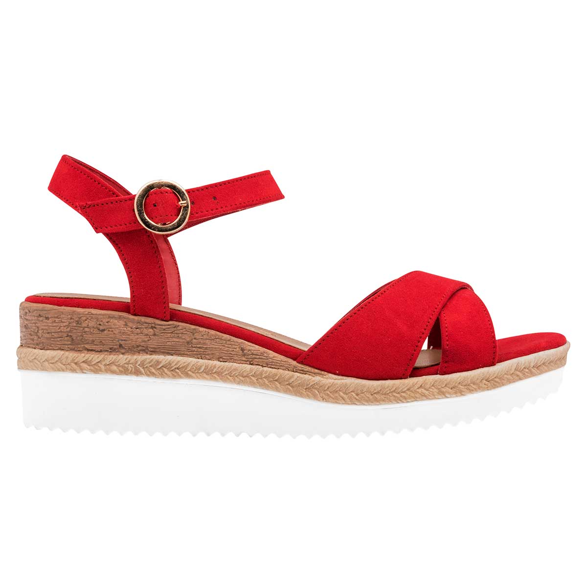 Sandalias Exterior Textil Color Rojo Para Mujer De Clasben