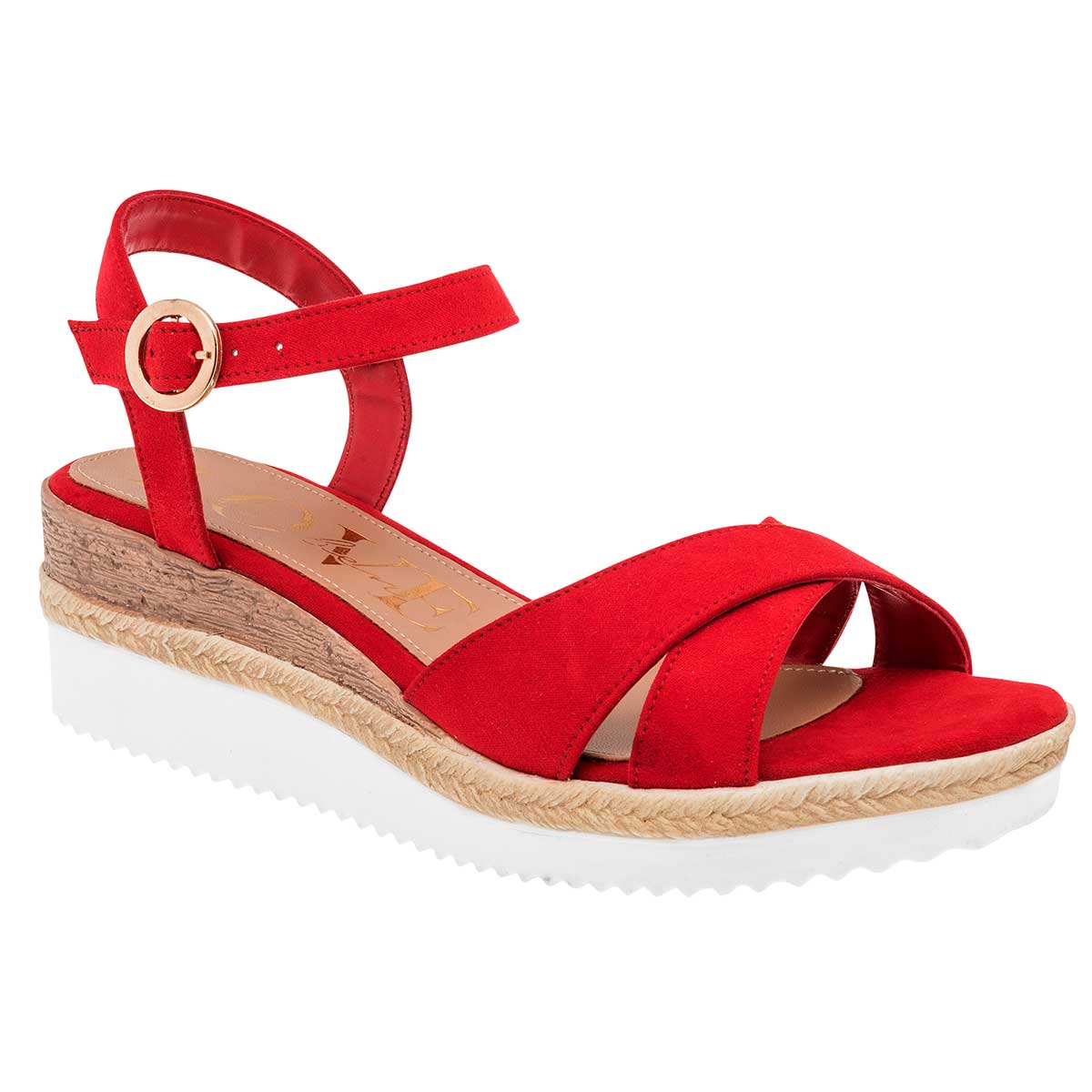 Sandalias Exterior Textil Color Rojo Para Mujer De Clasben