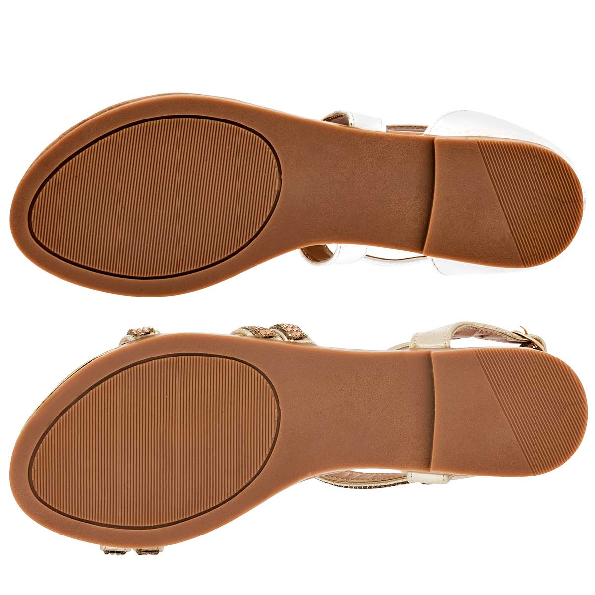 Sandalias Exterior Piel sintética Color Blanco Oro Para Mujer De RBCOLLECTION