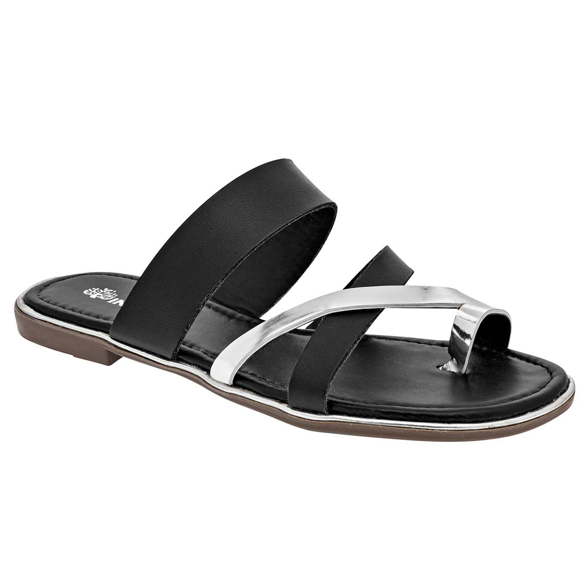 Sandalias Exterior Piel sintética Color Negro Con Plata Para Mujer De RBCOLLECTION