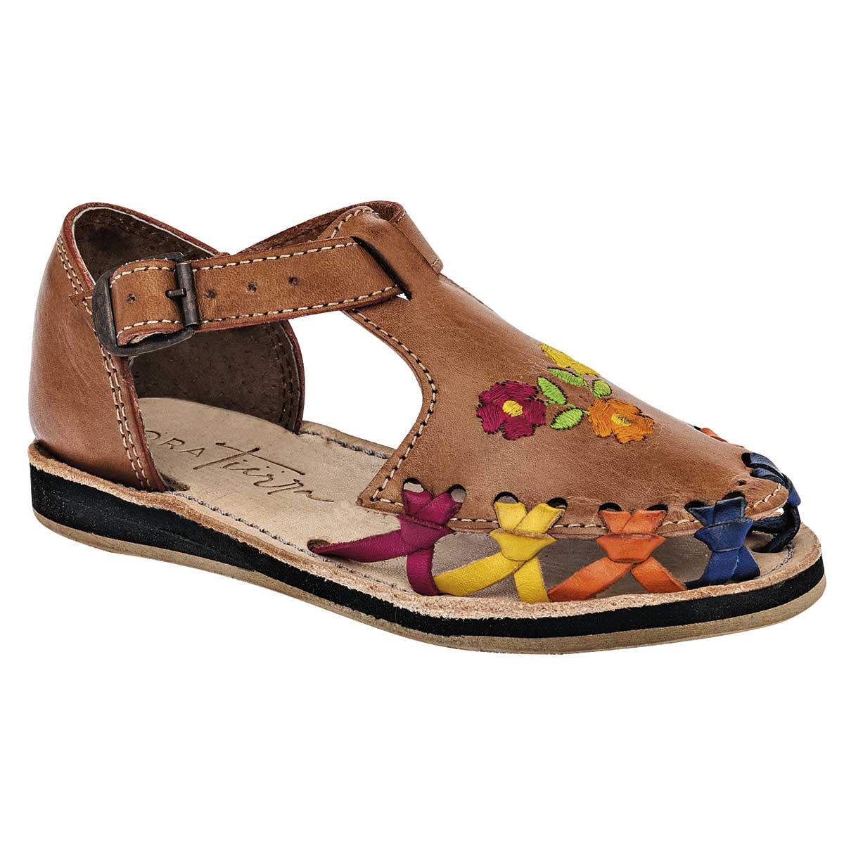 Sandalias Exterior Piel Color Camel Para Niña De Mora Tierra