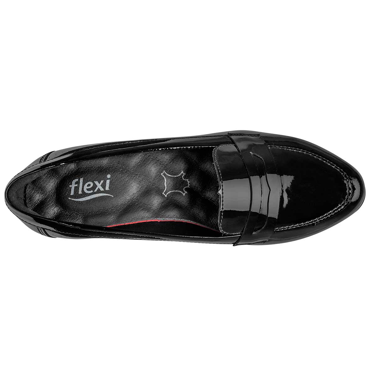 Zapatillas Exterior Piel Color Negro De Charol Para Mujer De Flexi