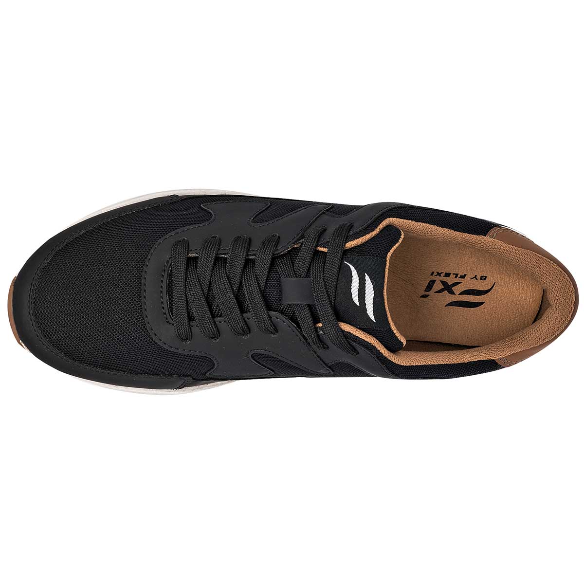 Tenis con cordones Exterior Sintético Color Negro Con Camel Para Mujer De Flexi