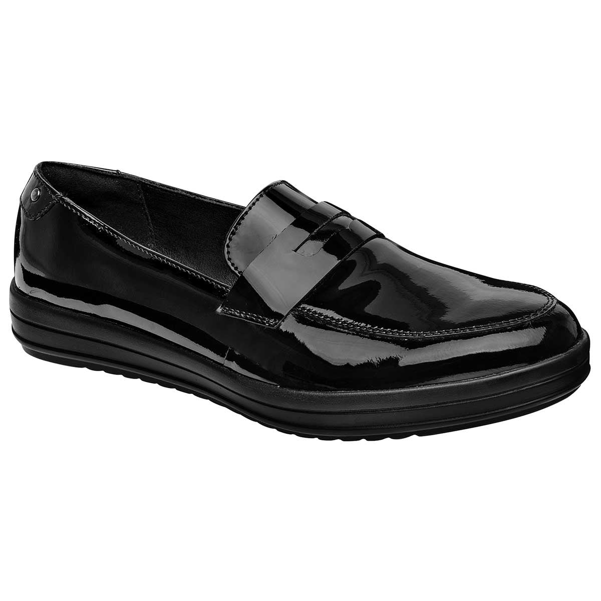 Mocasines Exterior Piel Color Negro De Charol Para Mujer De Flexi