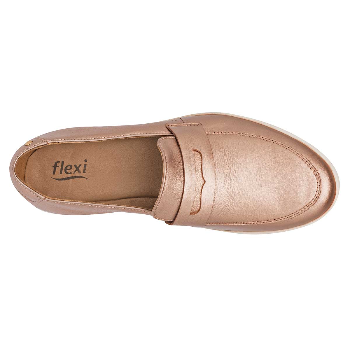 Mocasines Exterior Piel Color Oro Para Mujer De Flexi