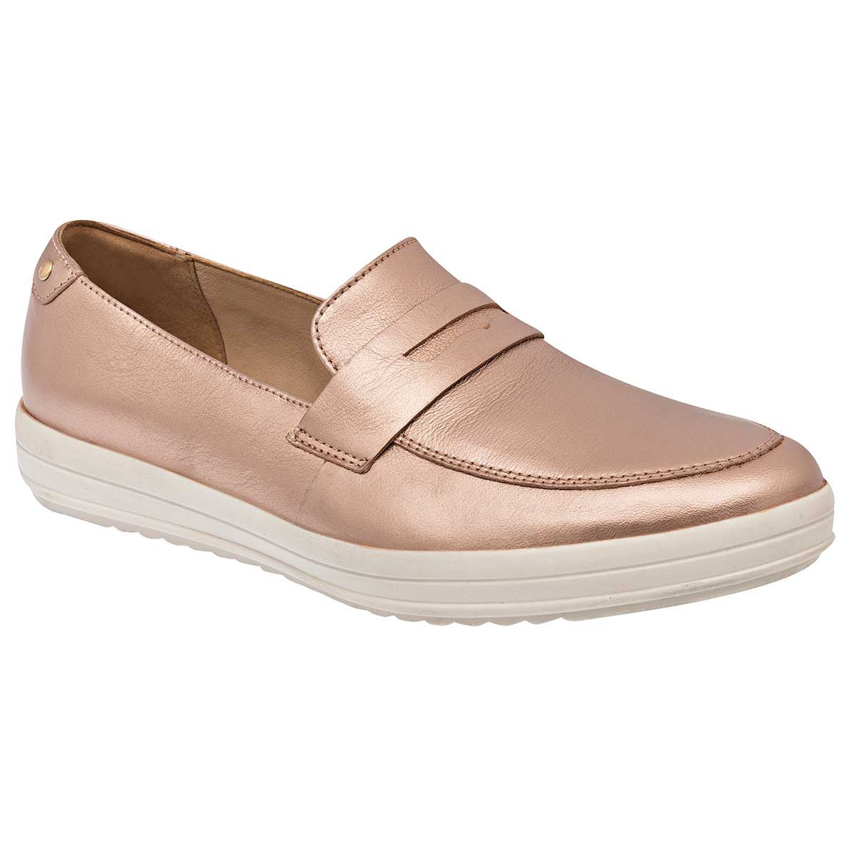 Mocasines Exterior Piel Color Oro Para Mujer De Flexi